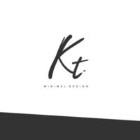 KT Initial handwriting or handwritten logo for identity. Logo with signature and hand drawn style. vector