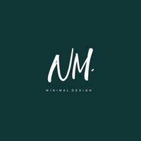 NM Initial handwriting or handwritten logo for identity. Logo with signature and hand drawn style. vector