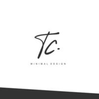 TC Initial handwriting or handwritten logo for identity. Logo with signature and hand drawn style. vector