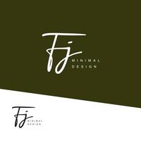 FJ Initial handwriting or handwritten logo for identity. Logo with signature and hand drawn style. vector