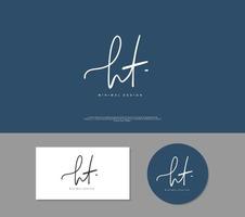 HT Initial handwriting or handwritten logo for identity. Logo with signature and hand drawn style. vector