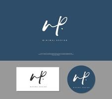 NP Initial handwriting or handwritten logo for identity. Logo with signature and hand drawn style. vector