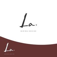 LA Initial handwriting or handwritten logo for identity. Logo with signature and hand drawn style. vector