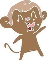 crazy flat color style cartoon monkey vector