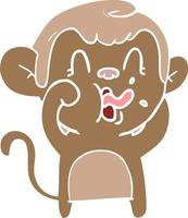 crazy flat color style cartoon monkey vector