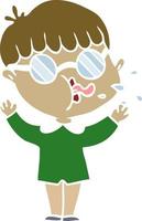 flat color style cartoon boy wearing spectacles vector