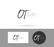 OT Initial handwriting or handwritten logo for identity. Logo with signature and hand drawn style. vector