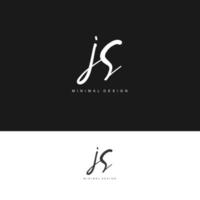 JS Initial handwriting or handwritten logo for identity. Logo with signature and hand drawn style. vector