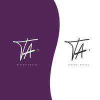 TA Initial handwriting or handwritten logo for identity. Logo with signature and hand drawn style. vector