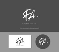 FA Initial handwriting or handwritten logo for identity. Logo with signature and hand drawn style. vector