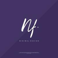 NF Initial handwriting or handwritten logo for identity. Logo with signature and hand drawn style. vector