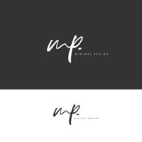 MP Initial handwriting or handwritten logo for identity. Logo with signature and hand drawn style. vector