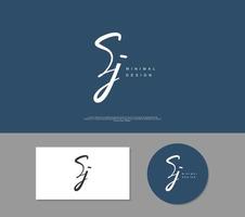 SJ Initial handwriting or handwritten logo for identity. Logo with signature and hand drawn style. vector