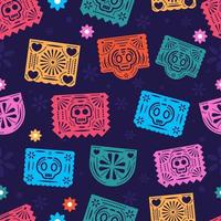 Dia De Los Muertos Papel Picado Seamless Pattern vector