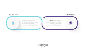 plantilla de diseño de etiquetas infográficas vectoriales con iconos y 2 opciones o pasos. se puede utilizar para diagramas de proceso, presentaciones, diseño de flujo de trabajo, banner, diagrama de flujo, gráfico de información. vector