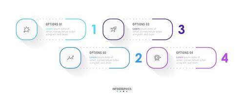 Vector Infographic label design template with icons and 4 options or steps. Can be used for process diagram, presentations, workflow layout, banner, flow chart, info graph.