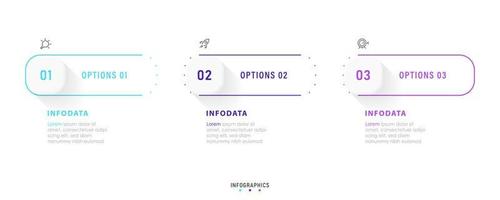 plantilla de diseño de etiquetas infográficas vectoriales con iconos y 3 opciones o pasos. se puede utilizar para diagramas de proceso, presentaciones, diseño de flujo de trabajo, banner, diagrama de flujo, gráfico de información. vector