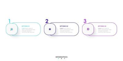 plantilla de diseño de etiquetas infográficas vectoriales con iconos y 3 opciones o pasos. se puede utilizar para diagramas de proceso, presentaciones, diseño de flujo de trabajo, banner, diagrama de flujo, gráfico de información. vector