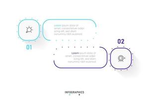 plantilla de diseño de etiquetas infográficas vectoriales con iconos y 2 opciones o pasos. se puede utilizar para diagramas de proceso, presentaciones, diseño de flujo de trabajo, banner, diagrama de flujo, gráfico de información. vector