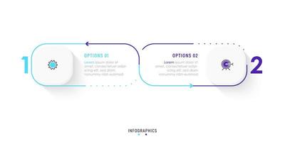 plantilla de diseño de etiquetas infográficas vectoriales con iconos y 2 opciones o pasos. se puede utilizar para diagramas de proceso, presentaciones, diseño de flujo de trabajo, banner, diagrama de flujo, gráfico de información.