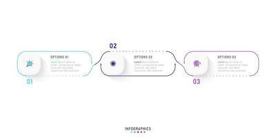 plantilla de diseño de etiquetas infográficas vectoriales con iconos y 3 opciones o pasos. se puede utilizar para diagramas de proceso, presentaciones, diseño de flujo de trabajo, banner, diagrama de flujo, gráfico de información. vector