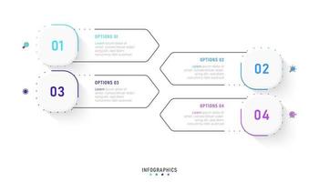 plantilla de diseño de etiquetas infográficas vectoriales con iconos y 4 opciones o pasos. se puede utilizar para diagramas de proceso, presentaciones, diseño de flujo de trabajo, banner, diagrama de flujo, gráfico de información. vector