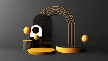 Minimal abstract geometric background with direct sunlight in shades of pastel color. Showcase scene with empty podium for product presentation 3d rendering animation loop video