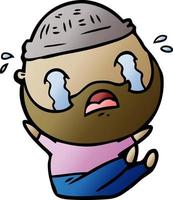 cartoon bearded man crying vector