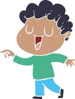 laughing flat color style cartoon man pointing vector