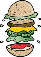 cartoon doodle huge burger vector