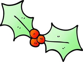 cartoon doodle christmas holly vector