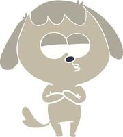 flat color style cartoon bored dog vector