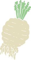 flat color illustration of a cartoon turnip vector