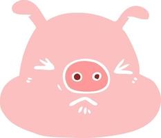 flat color style cartoon angry pig face vector