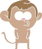 flat color style cartoon hooting monkey vector