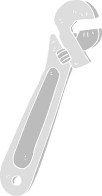 flat color illustration of a cartoon adjustable spanner