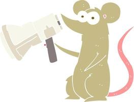 flat color illustration of a cartoon mouse with megaphone vector