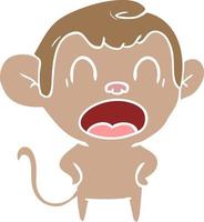 shouting flat color style cartoon monkey vector