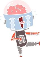 flat color style cartoon crying robot pointing vector