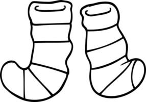 line drawing cartoon striped socks vector