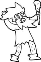 line drawing cartoon crazy caveman vector