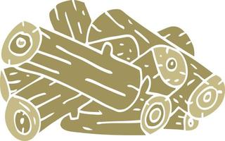 cartoon doodle pile of logs vector