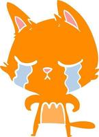 crying flat color style cartoon cat vector