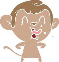 crazy flat color style cartoon monkey vector