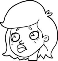 line drawing cartoon of a sad girl vector