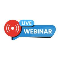 live webinar button, icon, sign, logo, emblem, label, flat design vector illustration. simple and modern style