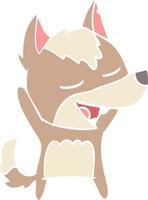 flat color style cartoon wolf laughing vector