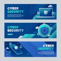 conjunto de banners de concientización sobre seguridad cibernética vector