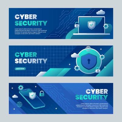 Cyber Security Awareness Banners Set