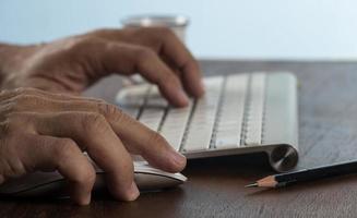 Business man using computer. photo